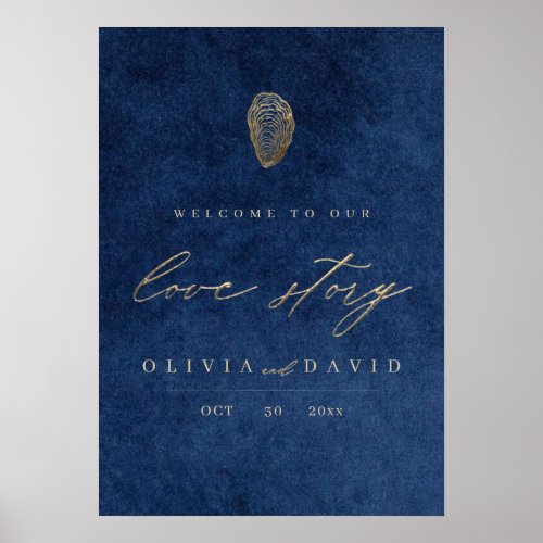 Love Story Blue Nautical Wedding Poster