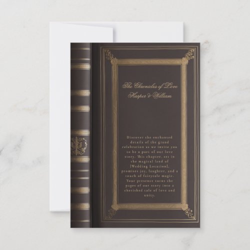Love story book cover wedding details card