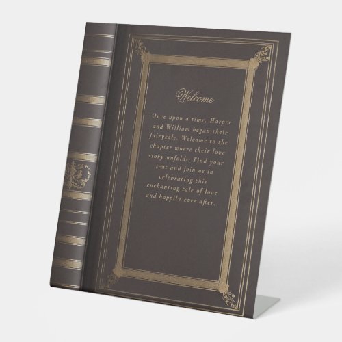Love story book cover wedding pedestal sign