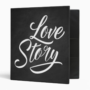 Love Story Calligraphy Black Chalkboard Wedding 3 Ring Binder