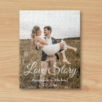 love story,classic calligraphy,wedding photo jigsaw puzzle