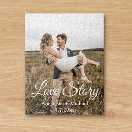 Love Story,classic Calligraphy,wedding Photo Jigsaw Puzzle