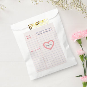 Love Story Due Date Library Card Wedding Favor Bag
