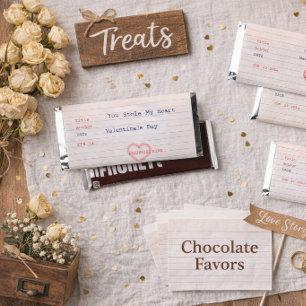 Love Story Due Date Library Card Wedding Hershey Bar Favors