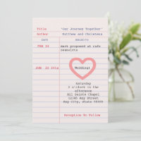 Love Story Due Date Library Card Wedding Invitatio