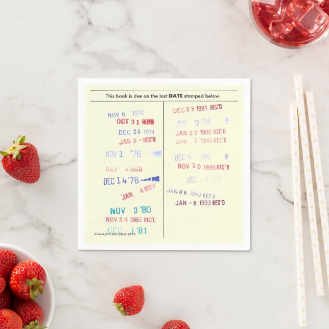Love Story Due Date Library Card Wedding Napkins (Insitu)