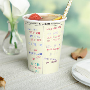 Love Story Due Date Library Card Wedding Paper Cups