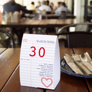 Love Story Due Date Library Card Wedding Paper Table Tent