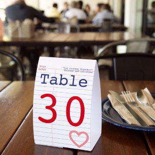 Love Story Due Date Library Card Wedding Paper Table Tent