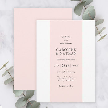 Love Story Elegant Color Band In Blush Pink Invitation by Oasis_Landing at Zazzle