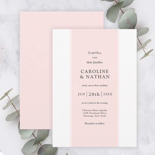 Love Story Elegant Color Band in Blush Pink Invitation