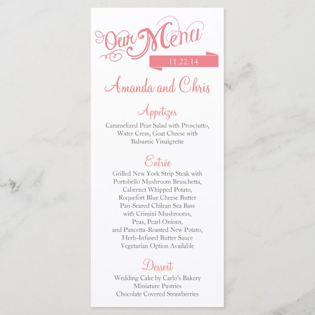 Love Story Menu Card (Front)