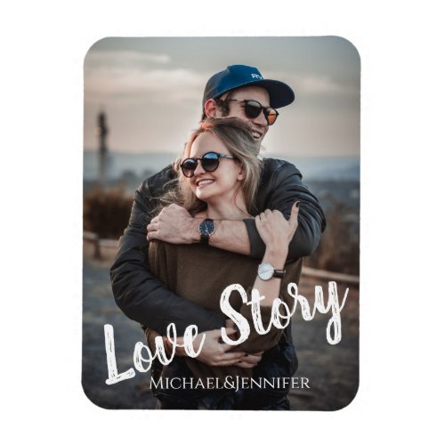 love storymodern stylish scriptwedding photo magnet