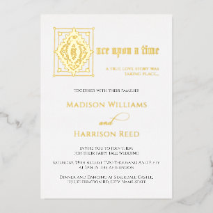 Love Story Once Upon A Time Wedding Gold Foil Invitation