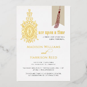 Love Story Once Upon A Time Wedding Real Gold Foil Invitation