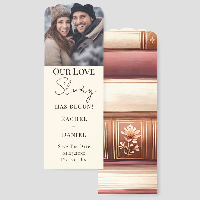 Love Story Photo Wedding Save the Date Bookmarks (Front & Back)