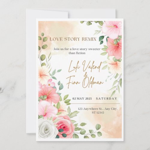 Love Story Remix Wedding Digital Invite