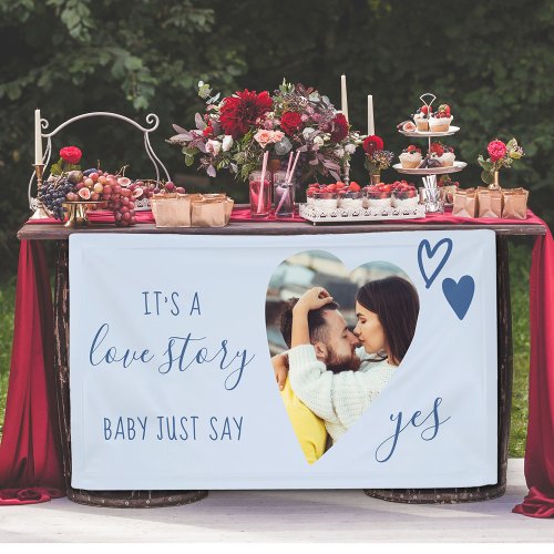 Love Story Say Yes Heart Photo Marriage Proposal Banner
