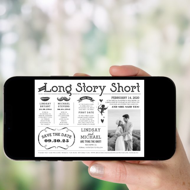 Love Story Timeline Fun Save the Date Photo Invitation (Front Digital)