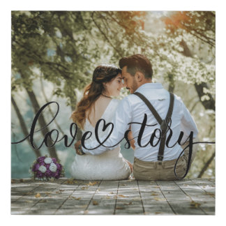 Love Story Wedding Picture Anniversary Faux Canvas Print