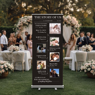 Love Story Wedding Timeline Photo Welcome Retractable Banner