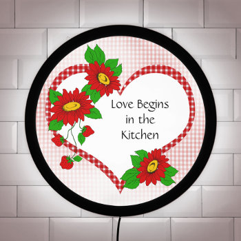 Love & Strawberries Begin In The Kitchen Led Sign by colorwash at Zazzle