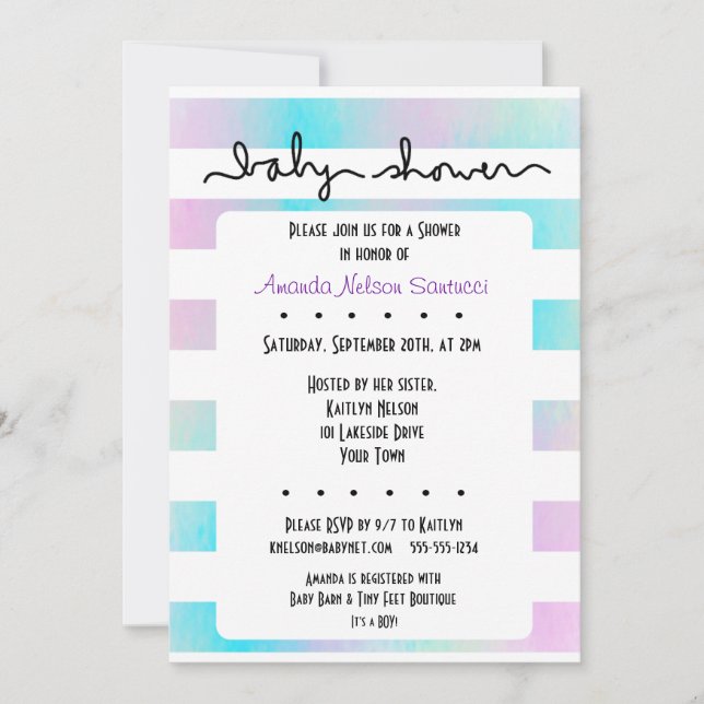 Love Stripes Boy or Girl Baby Shower Invitation (Front)