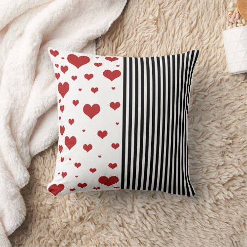 Love Stripes Red Hearts Pillow Design