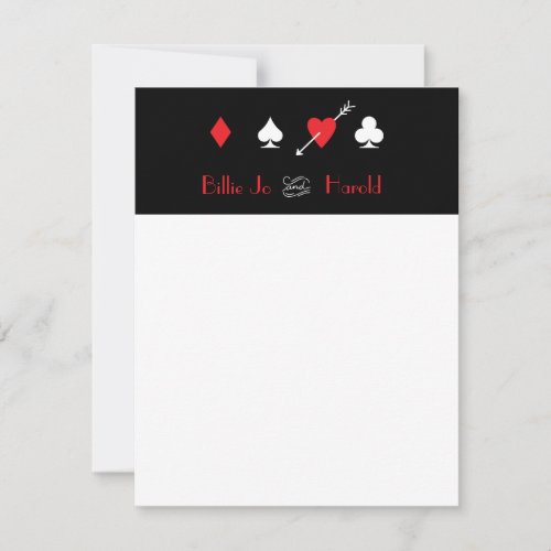 Love Struck Card Suit Couples Personal Stationery