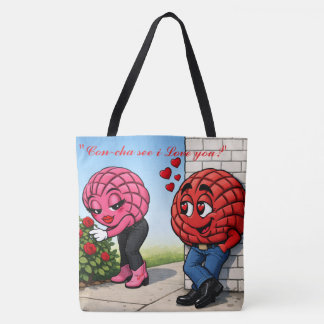 Love struck concha tote bag