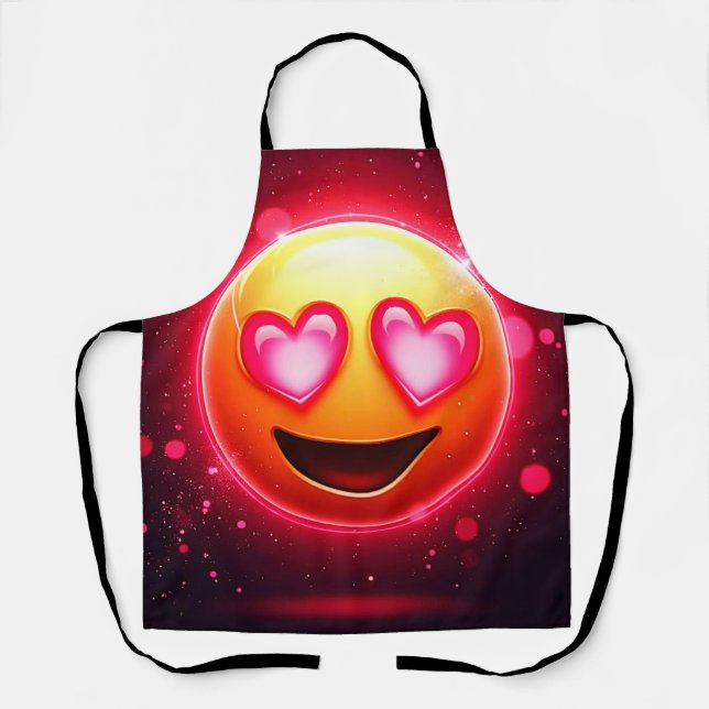 Love Struck Emoji Hearts Glow Apron (Front)