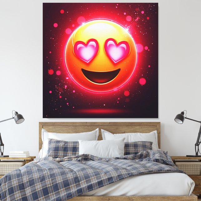 Love Struck Emoji Hearts Glow Canvas Print (Insitu(Bedroom))