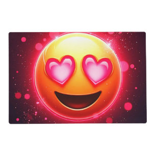 Love Struck Emoji Hearts Glow Placemat