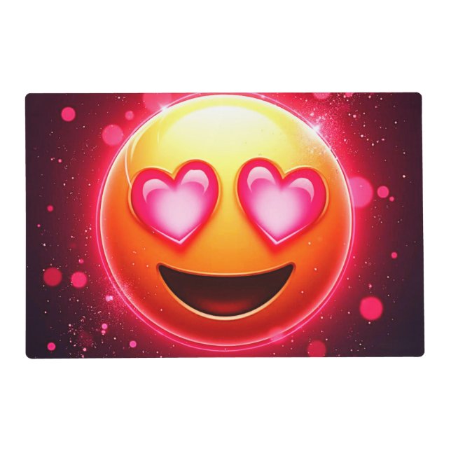 Love Struck Emoji Hearts Glow Placemat (Front)
