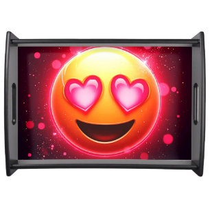 Love Struck Emoji Hearts Glow Serving Tray