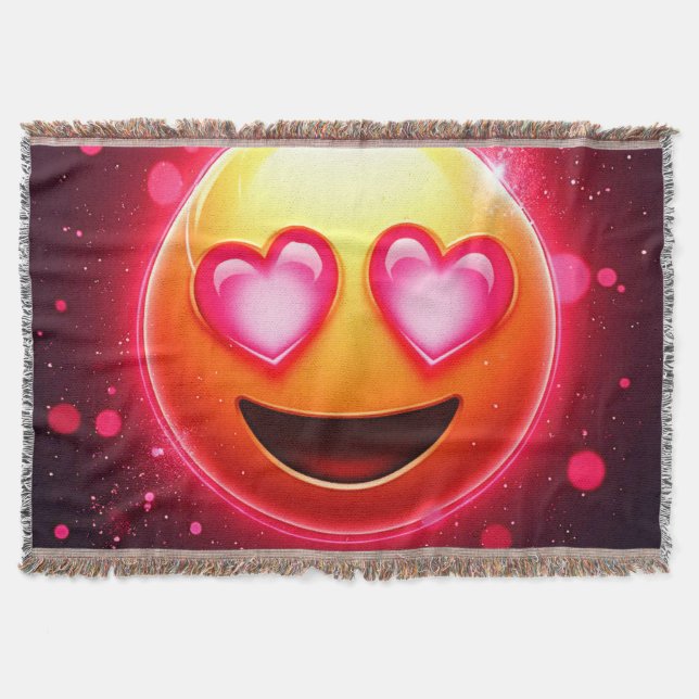 Love Struck Emoji Hearts Glow Throw Blanket (Front)