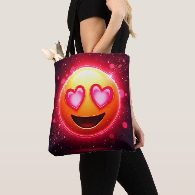 Love Struck Emoji Hearts Glow Tote Bag (Close Up)