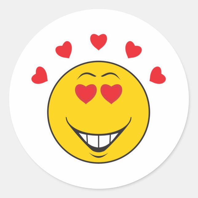 Love Struck Face Classic Round Sticker (Front)