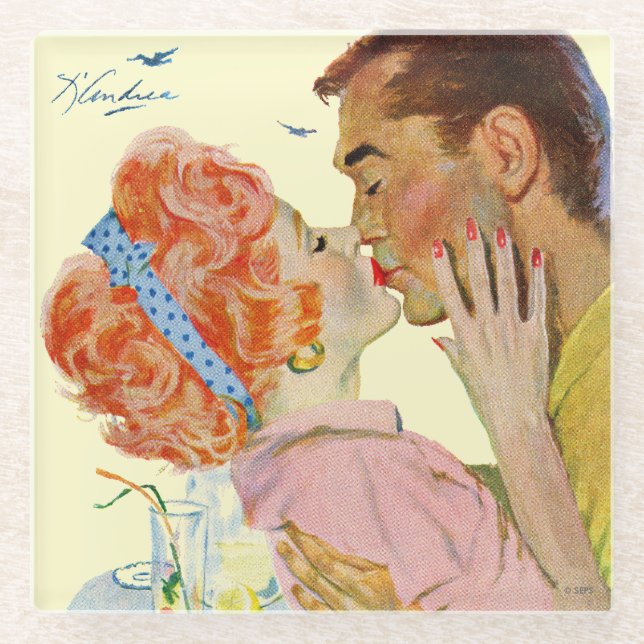 Love-Struck Glass Coaster (Front)