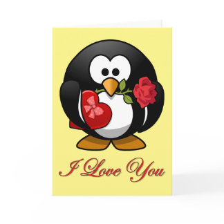 Love Struck Penguin With Valentine Gifts Holiday Card