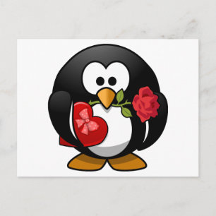 Love Struck Penguin With Valentine Gifts Holiday Postcard