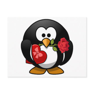 Love Struck Penguin With Valentine Gifts Holiday Postcard