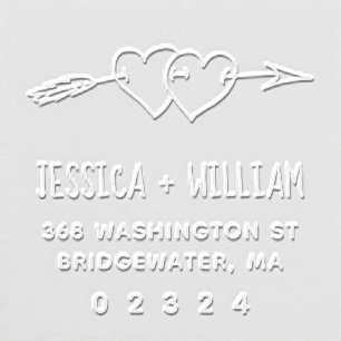 Love Struck Two Hearts and Arrow Return Address Embosser