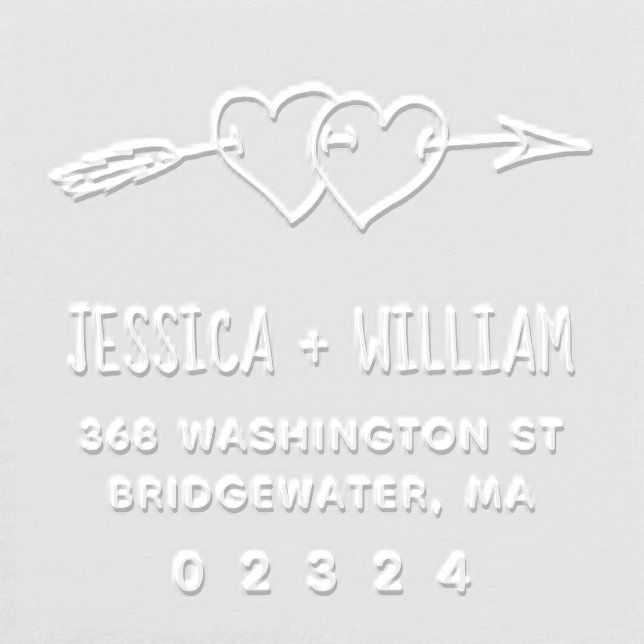 Love Struck Two Hearts and Arrow Return Address Embosser (Design)