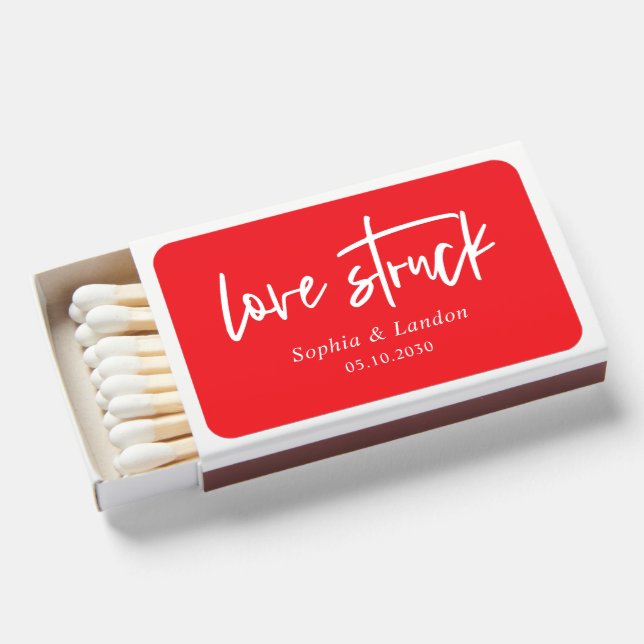 Love Struck Wedding Engagement Rehearsal Dinner Matchboxes (Front Open)