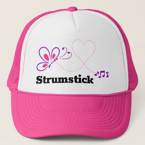 Love Strumstick Pink Purple Butterfly Heart Trucker Hat