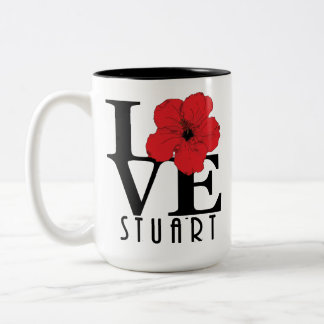 LOVE Stuart Red Hibiscus 15oz Two-Tone Coffee Mug
