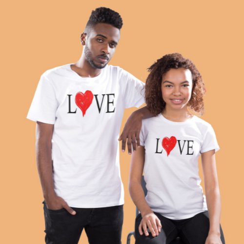  Love Stylish Red heart romantic Couple quote T_Shirt