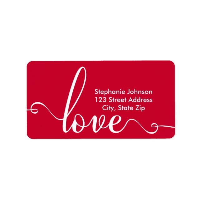 "Love" Stylish Valentines Day Address Label (Front)