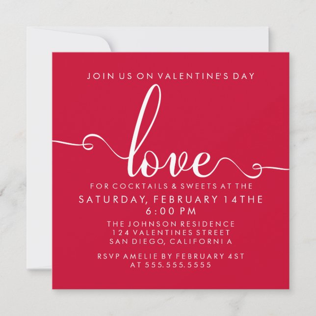 "Love" Stylish Valentines Day Party Invitation (Front)